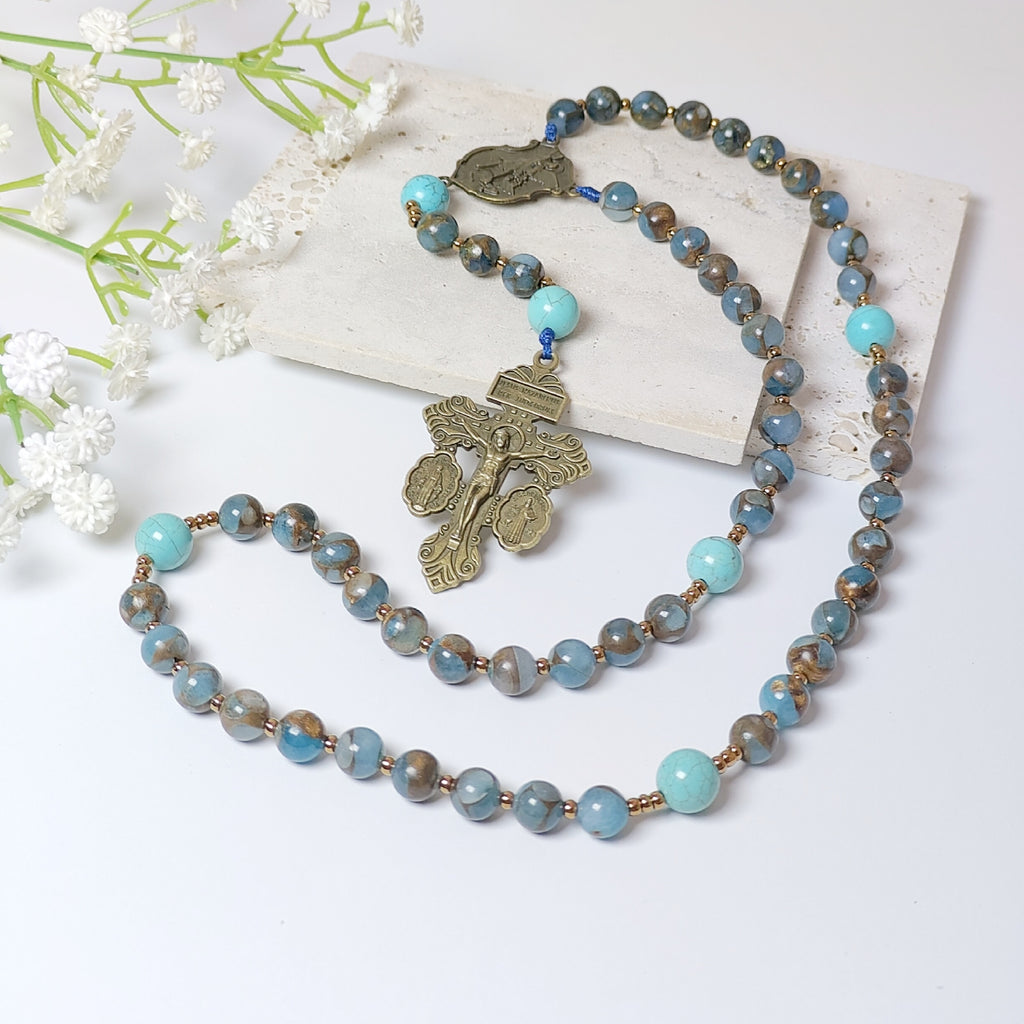 Saint Michael Blue Cloisonné Protection Rosary