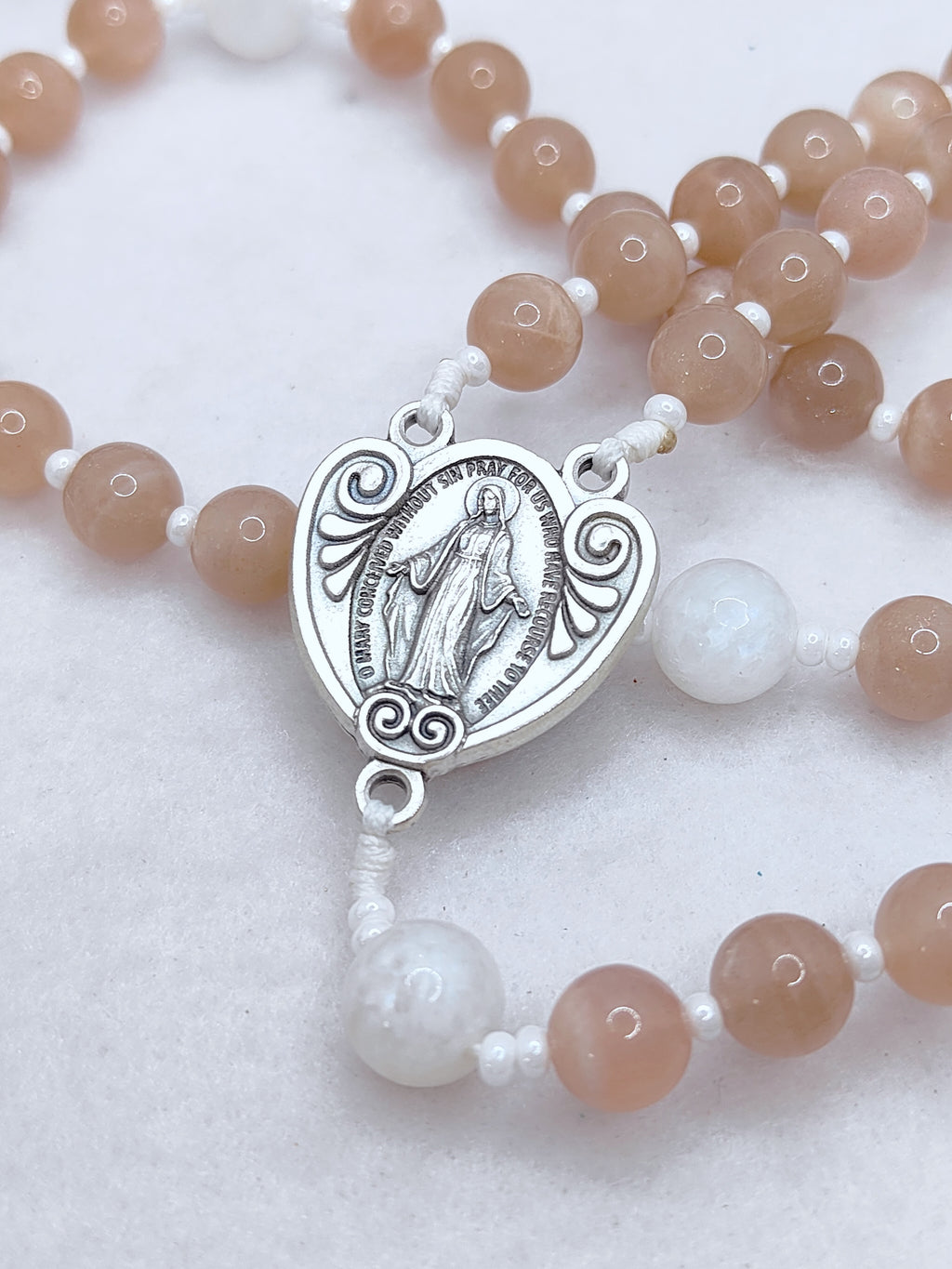 Miraculous Medal Sunstone & Moonstone Rosary