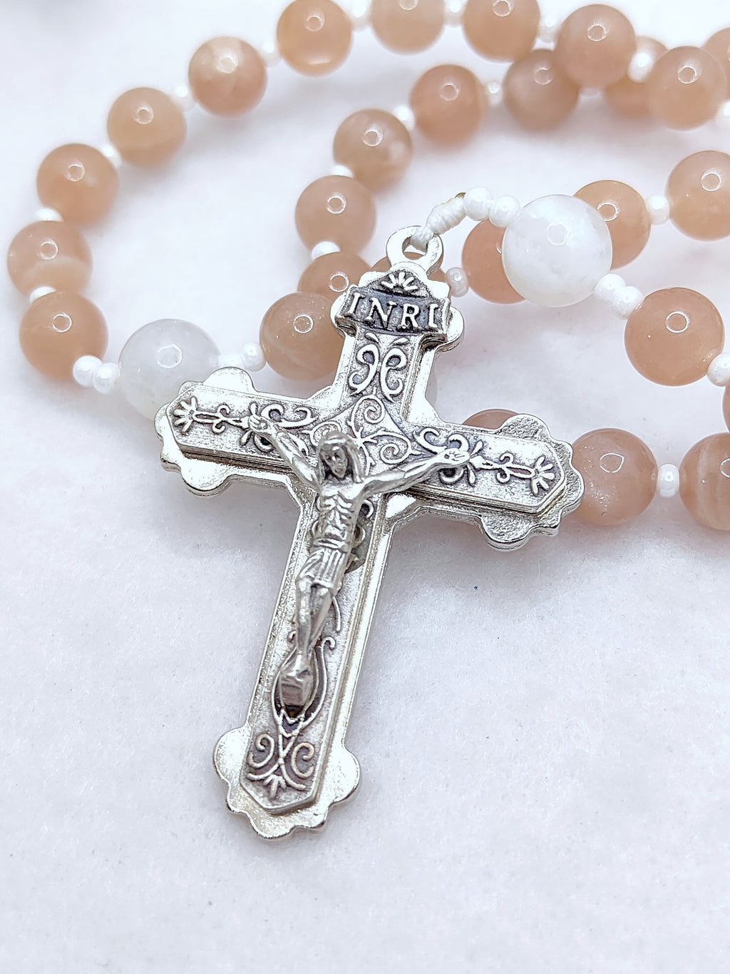 Miraculous Medal Sunstone & Moonstone Rosary