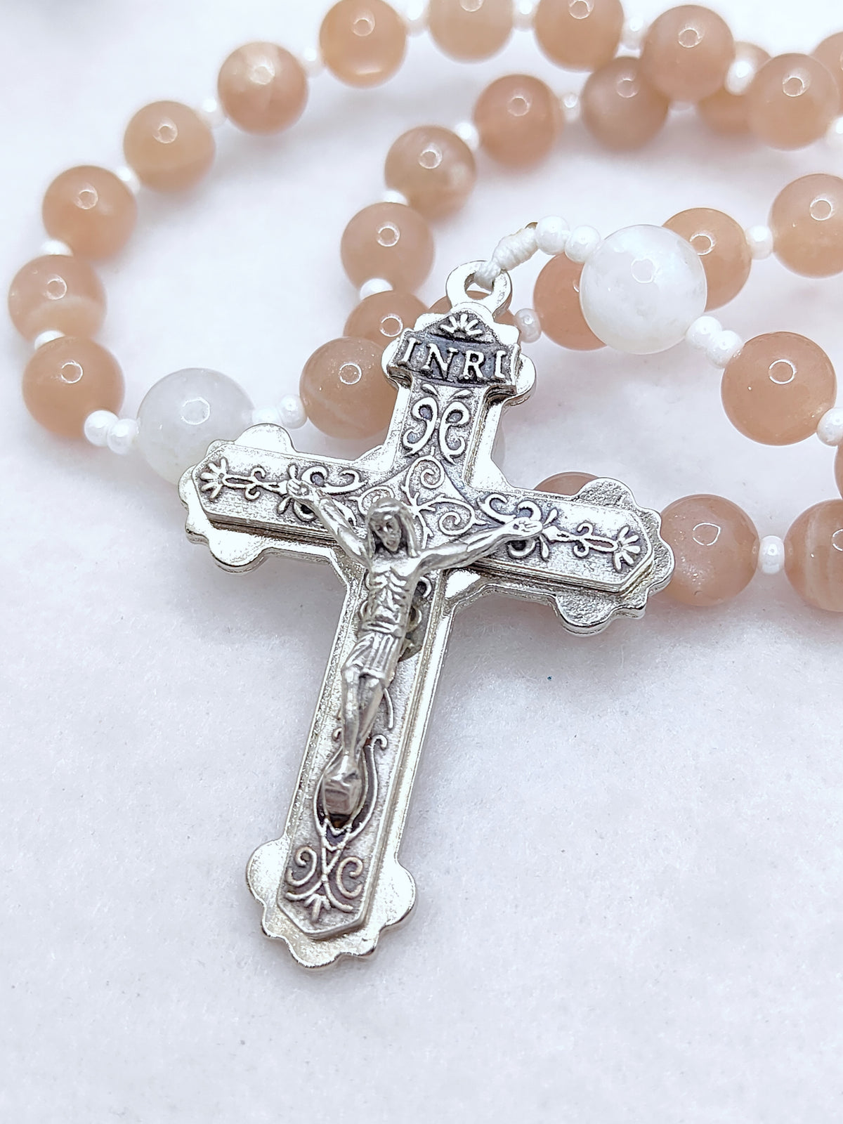 Miraculous Medal Sunstone & Moonstone Rosary