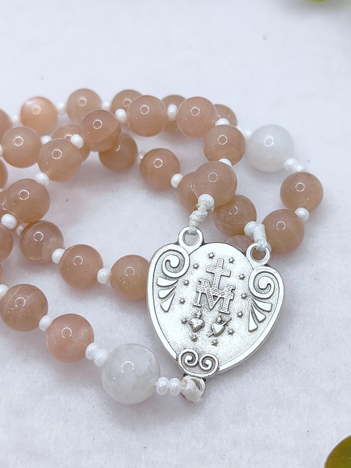 Miraculous Medal Sunstone & Moonstone Rosary