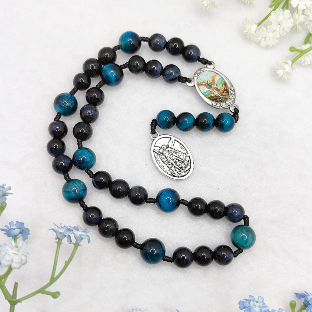 Chaplet of St Michael Tiger Eye Rosary