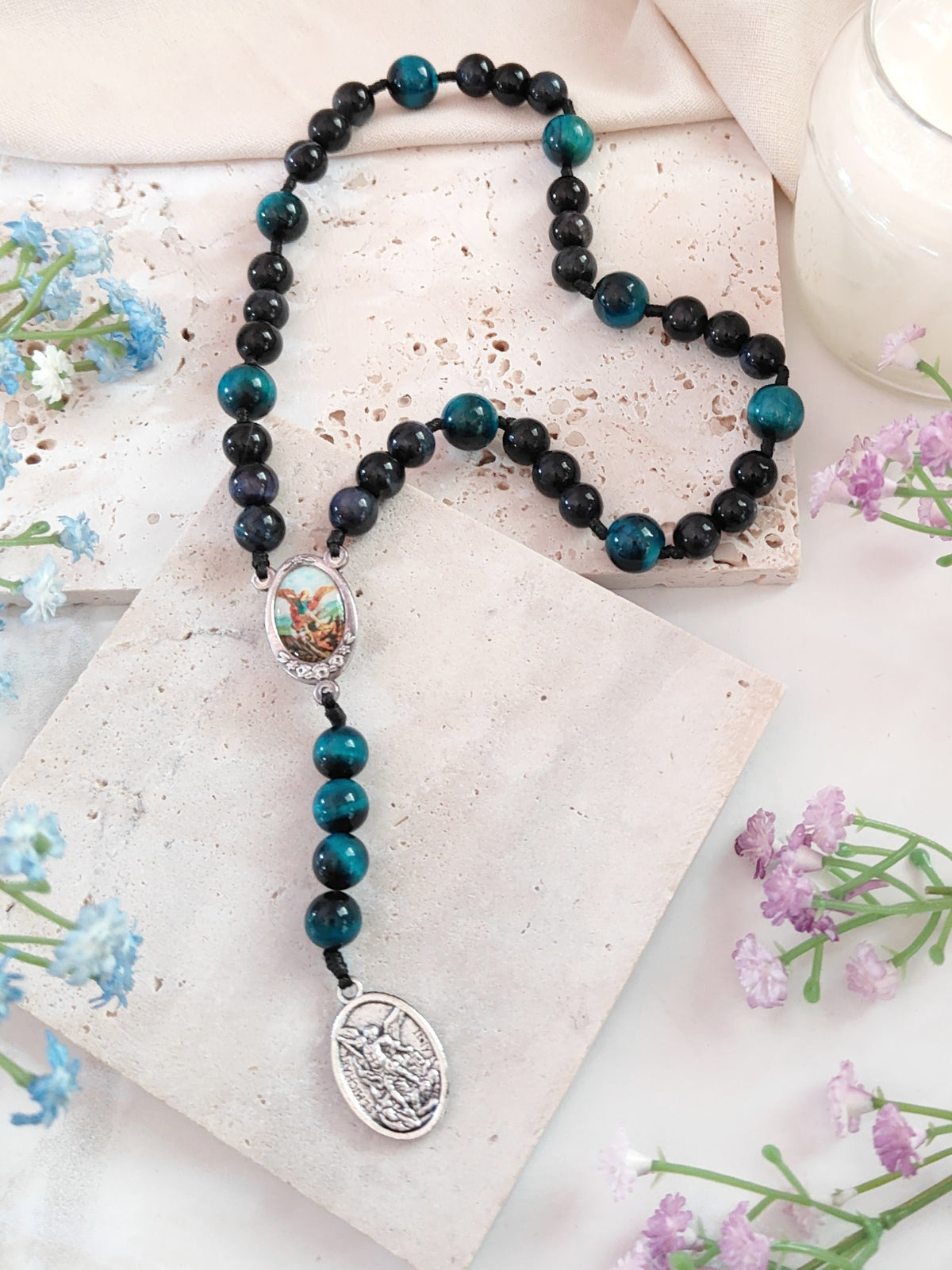 Chaplet of St Michael Tiger Eye Rosary