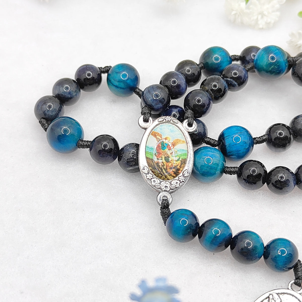 Chaplet of St Michael Tiger Eye Rosary