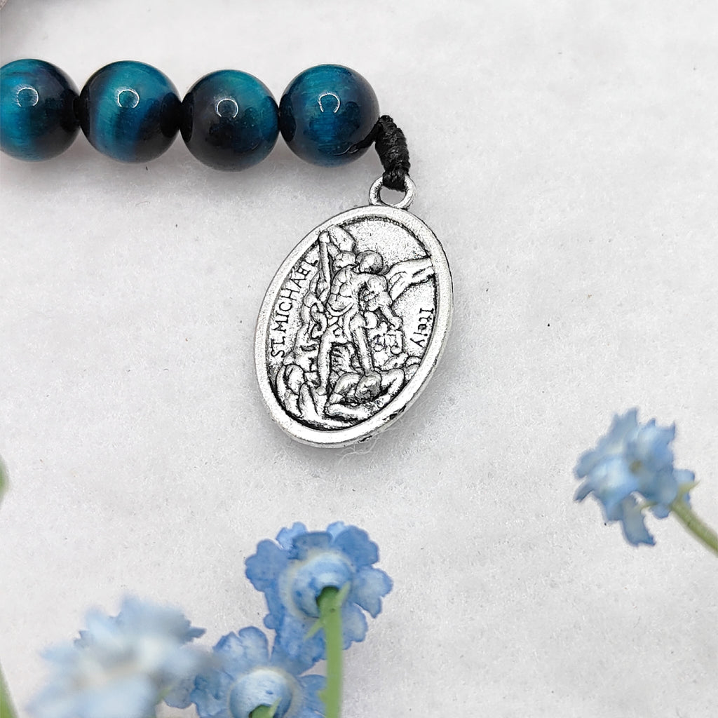 Chaplet of St Michael Tiger Eye Rosary
