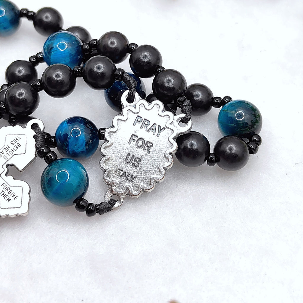 Undoer of Knots Chaplet Black Ebony Wood & Tiger Eye Rosary