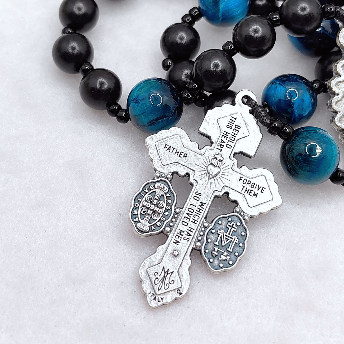 Undoer of Knots Chaplet Black Ebony Wood & Tiger Eye Rosary