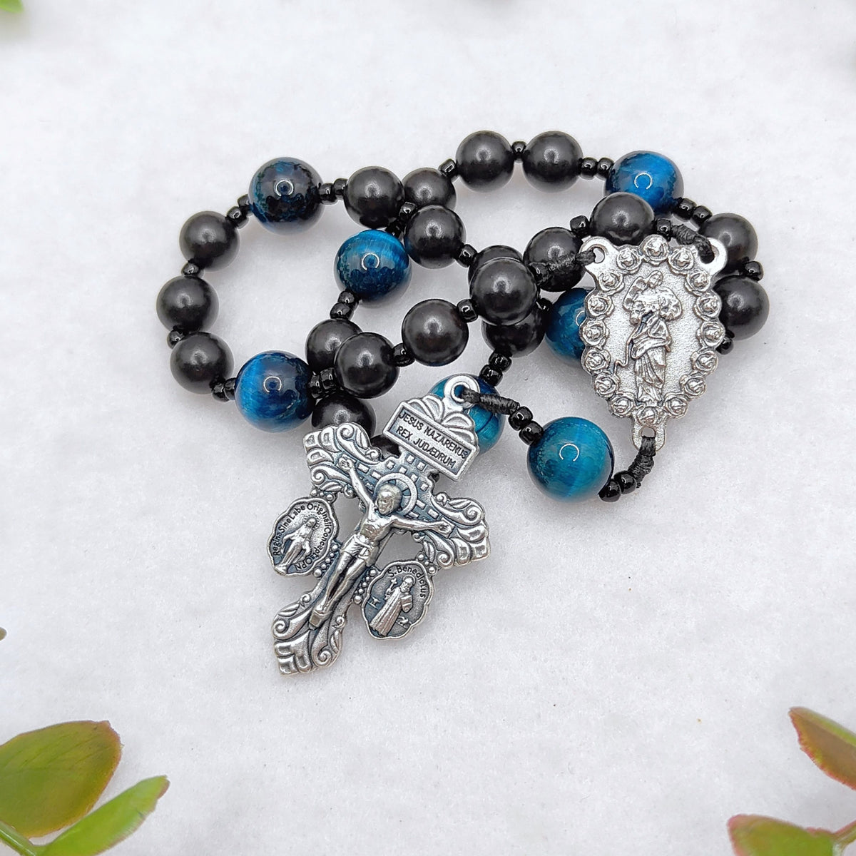 Undoer of Knots Chaplet Black Ebony Wood & Tiger Eye Rosary