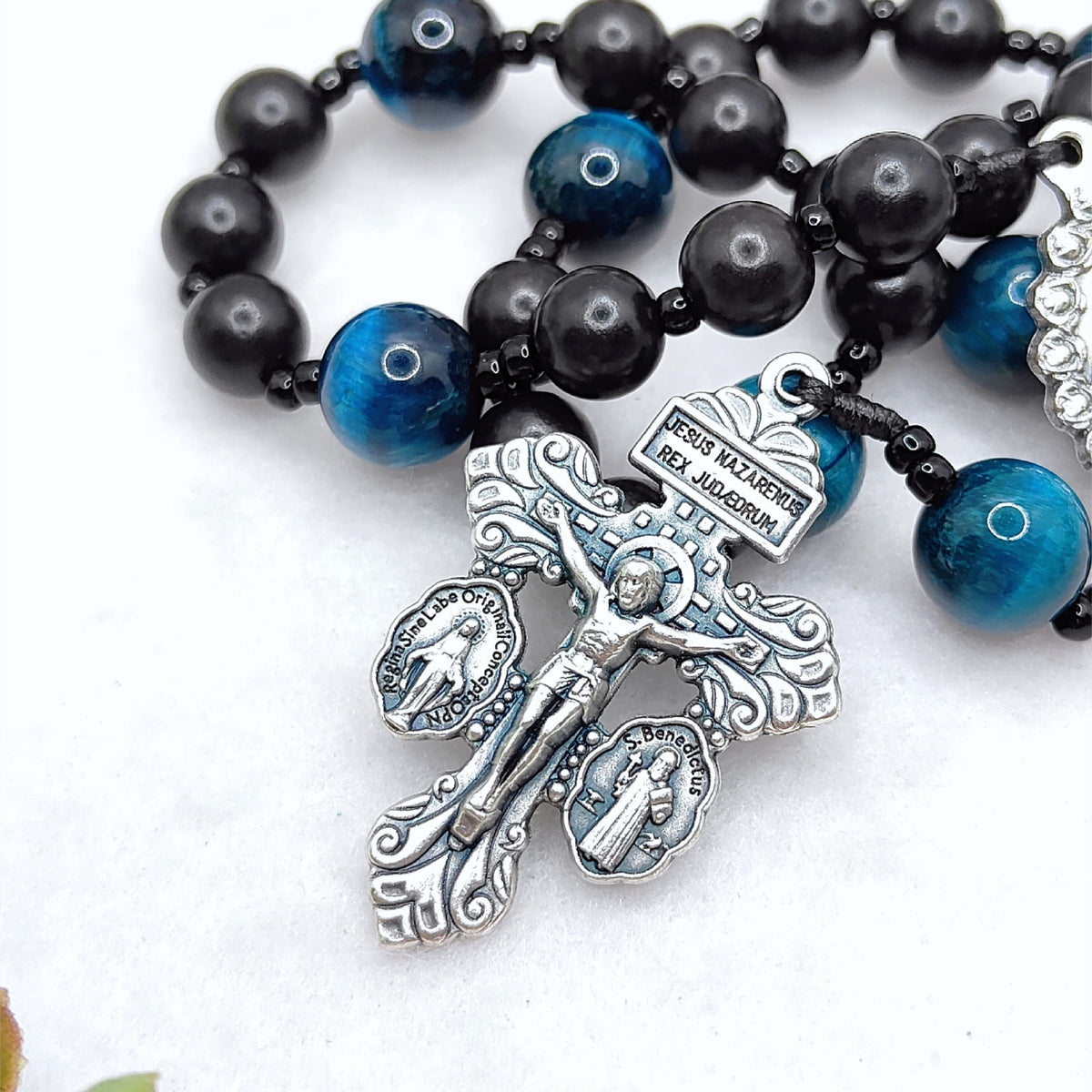 Undoer of Knots Chaplet Black Ebony Wood & Tiger Eye Rosary