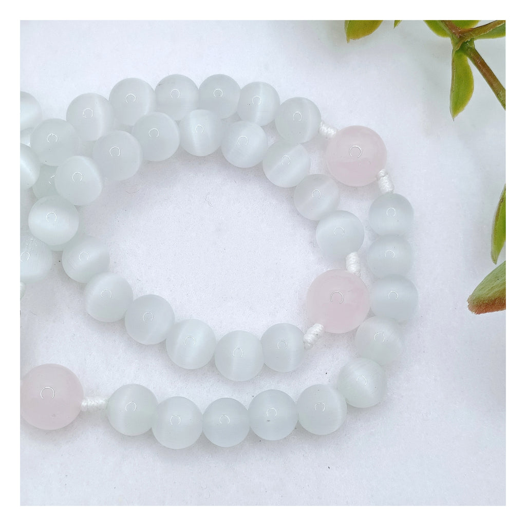 Our Mother Of Perpetual Help Cat Eye & Rose Quartz Rosary
