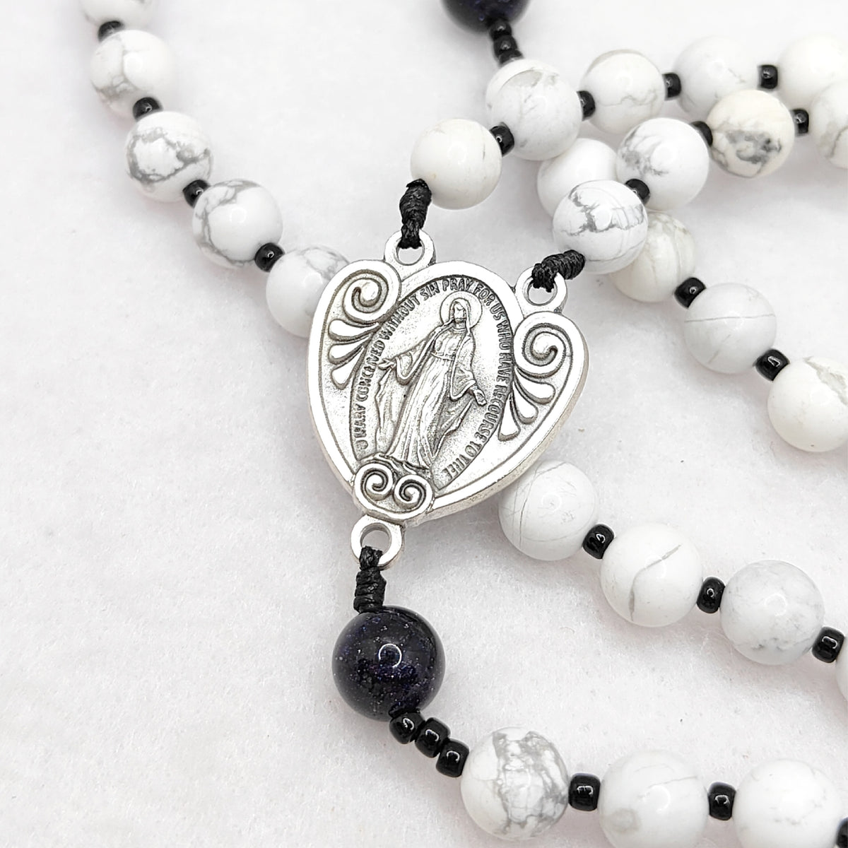 Our Lady of Grace White Howlite Rosary