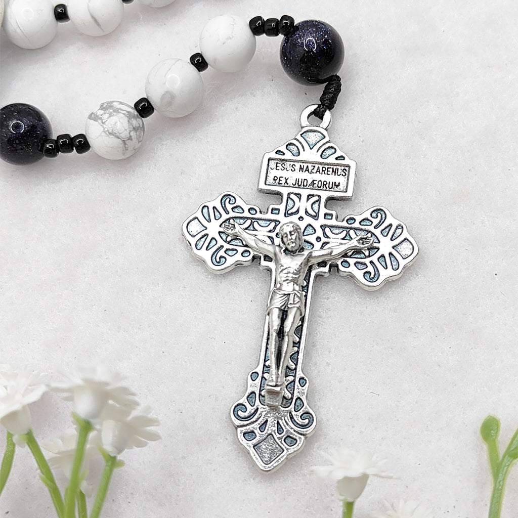 Our Lady of Grace White Howlite Rosary