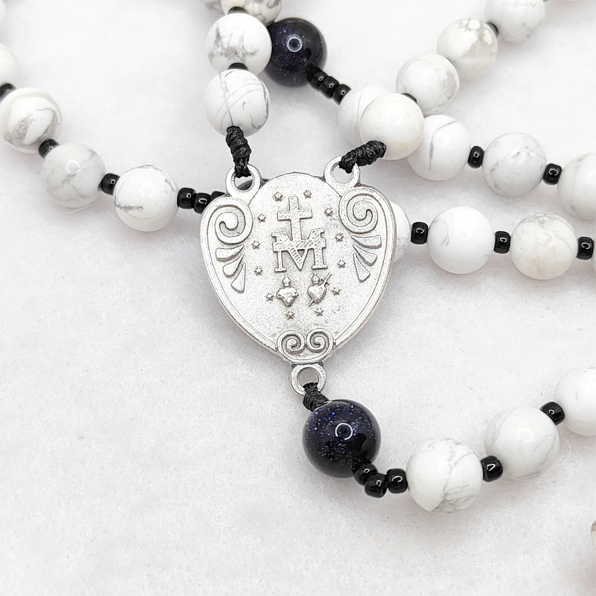 Our Lady of Grace White Howlite Rosary
