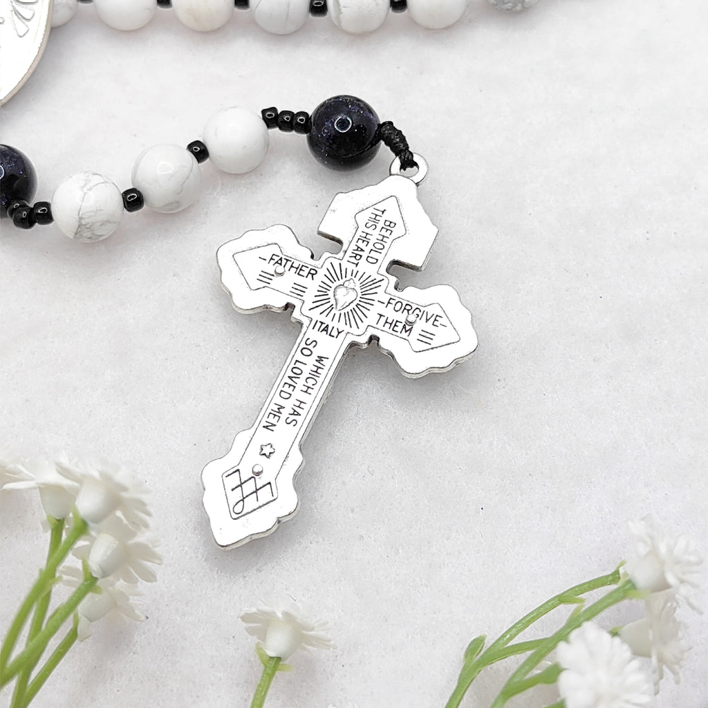 Our Lady of Grace White Howlite Rosary