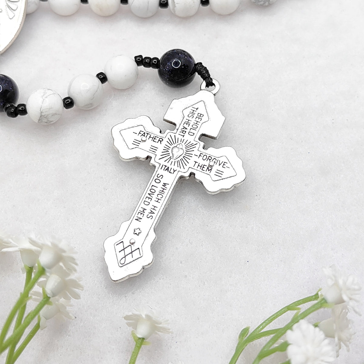 Our Lady of Grace White Howlite Rosary