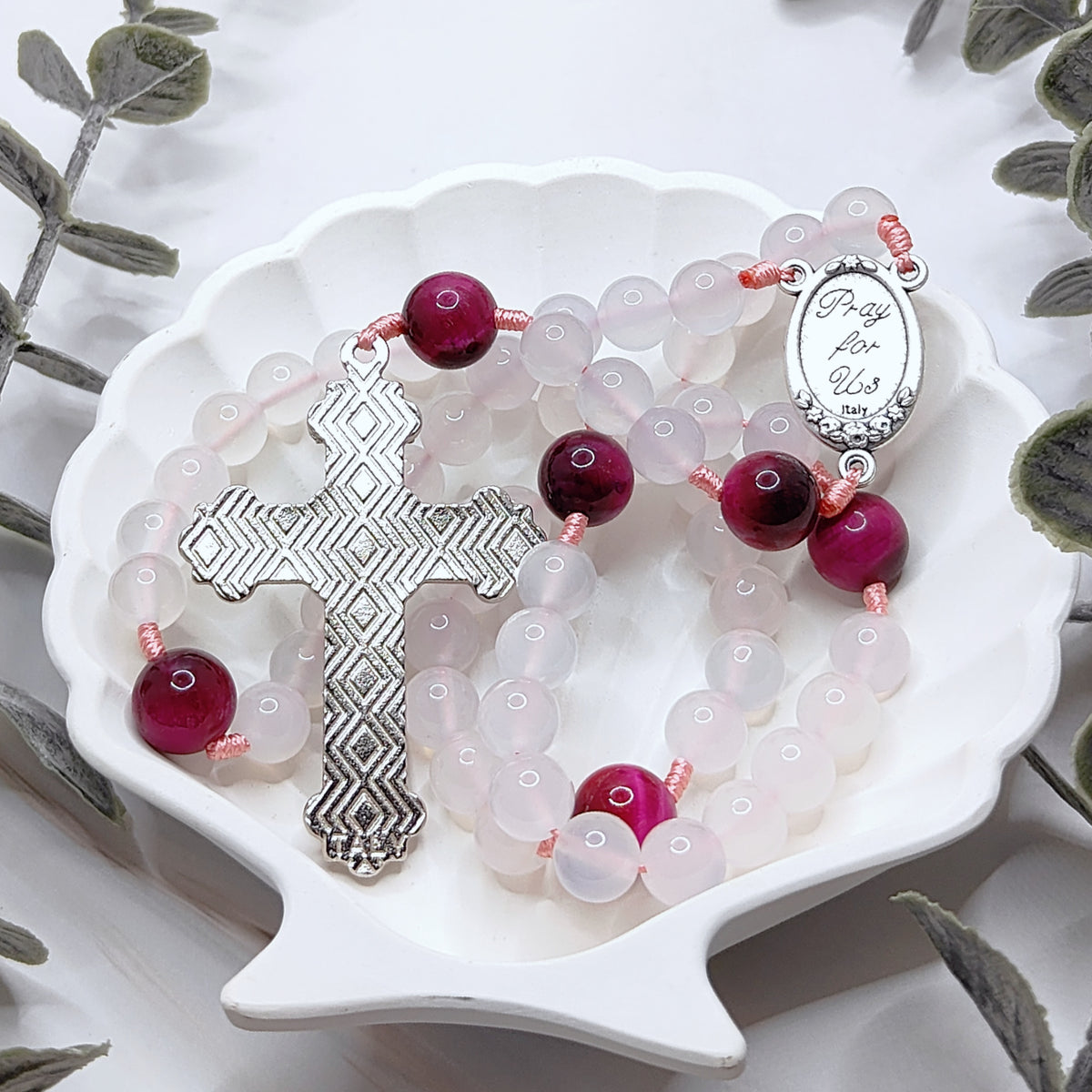 Divine Mercy Chaplet White Onyx & Tiger Eye Rosary