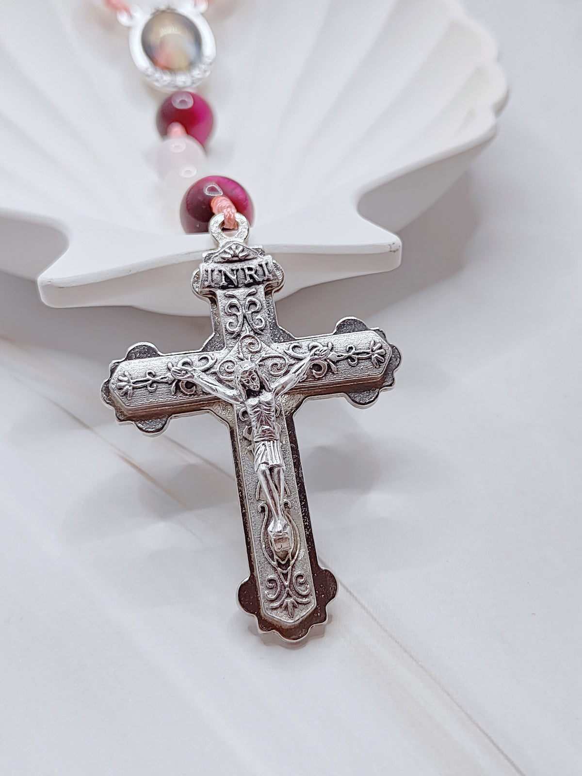 Divine Mercy Chaplet White Onyx & Tiger Eye Rosary