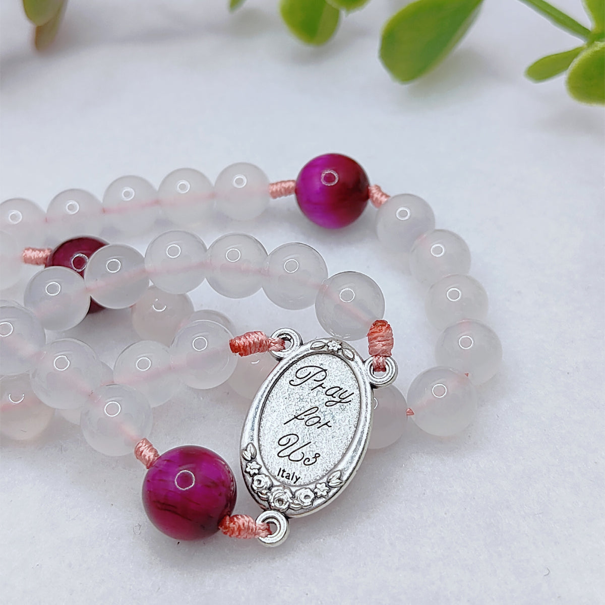 Divine Mercy Chaplet White Onyx & Tiger Eye Rosary