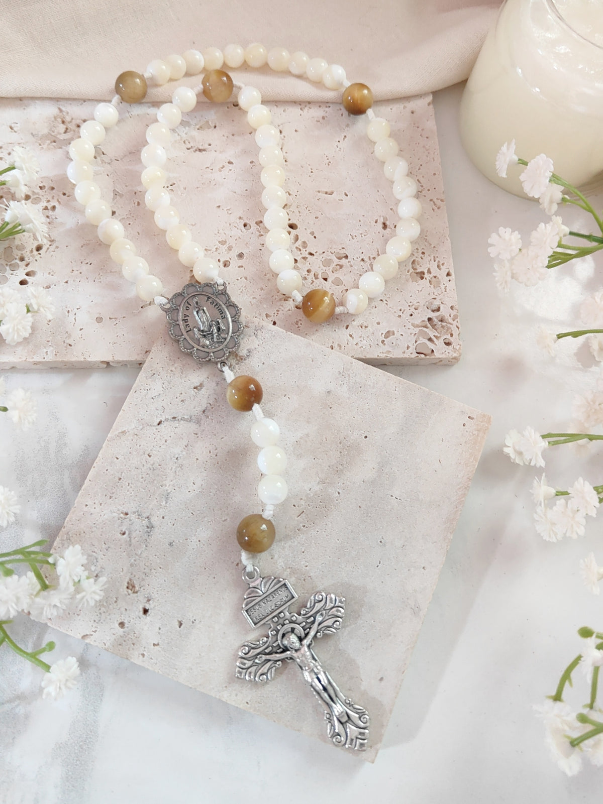 Our Lady of Fatima Purity & Strength Pearl Rosary