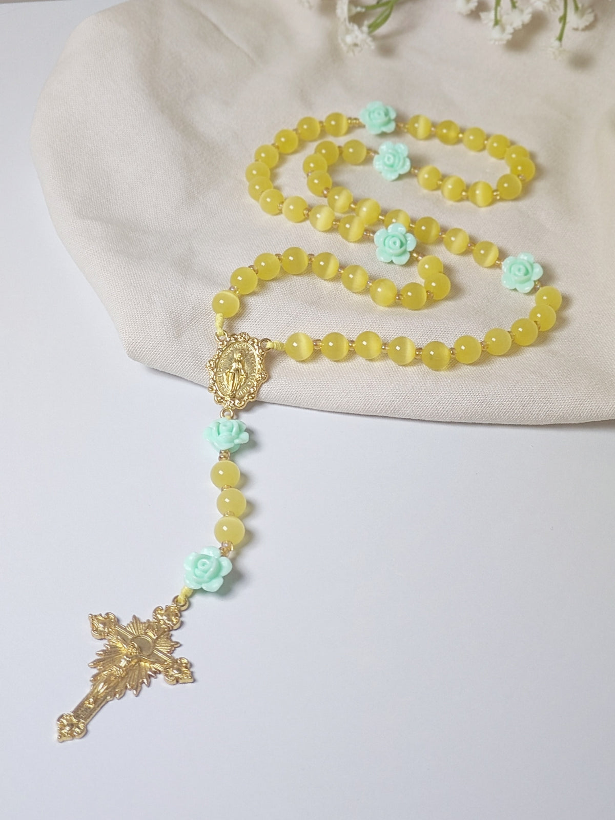 Golden Garden Cat Eye Rosary