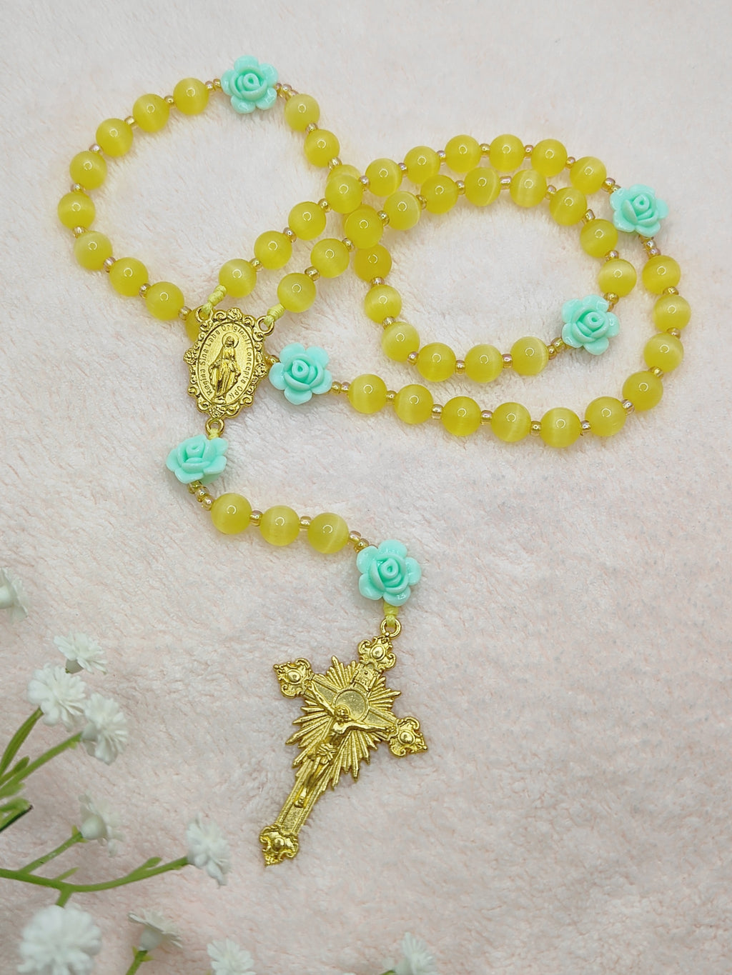 Golden Garden Cat Eye Rosary