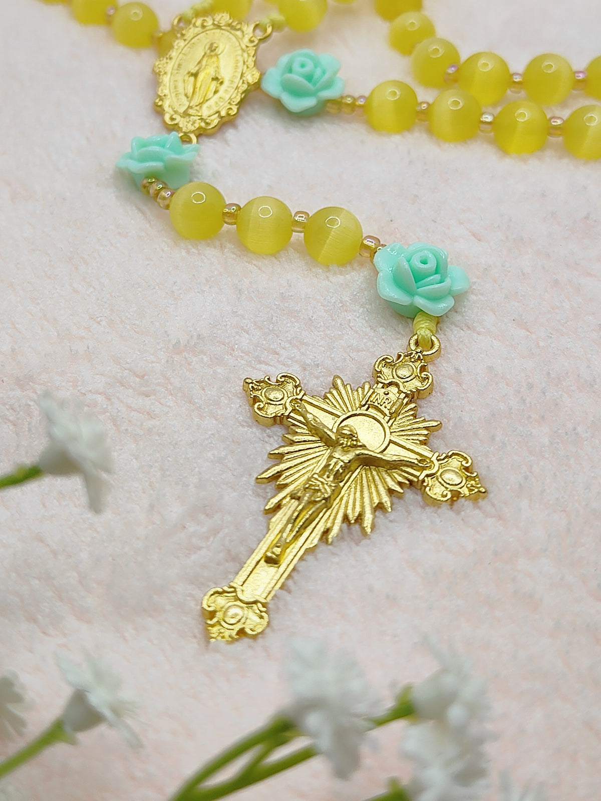 Golden Garden Cat Eye Rosary