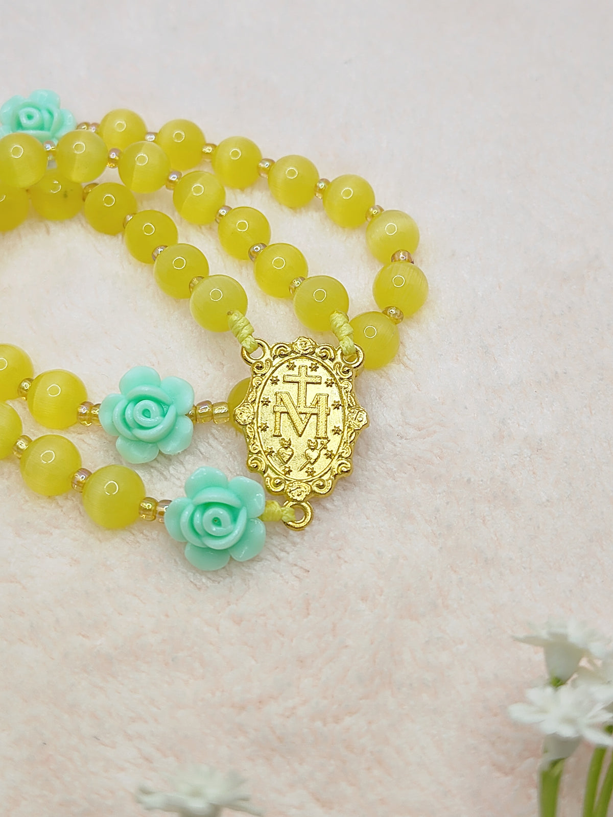 Golden Garden Cat Eye Rosary