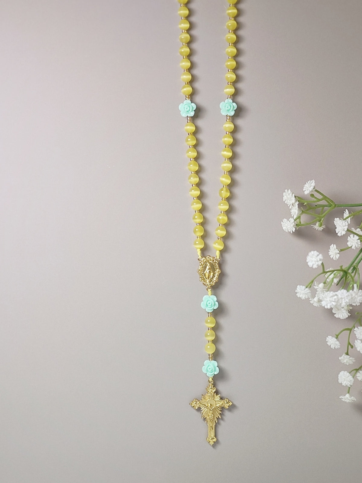 Golden Garden Cat Eye Rosary