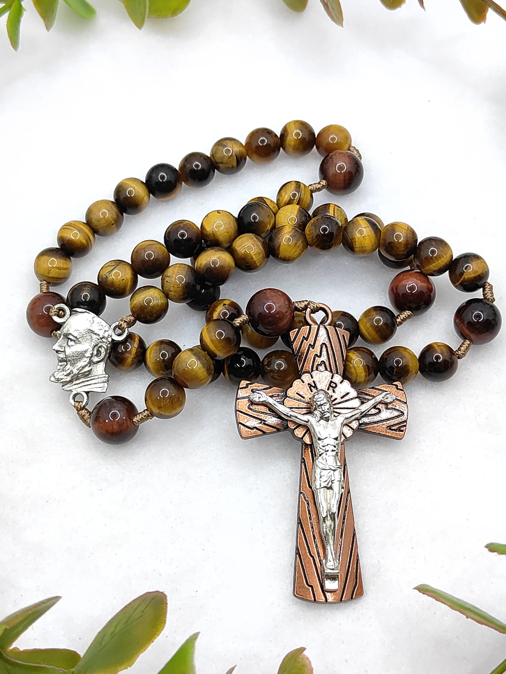 Saint Padre Pio Strength & Tiger Eye Rosary
