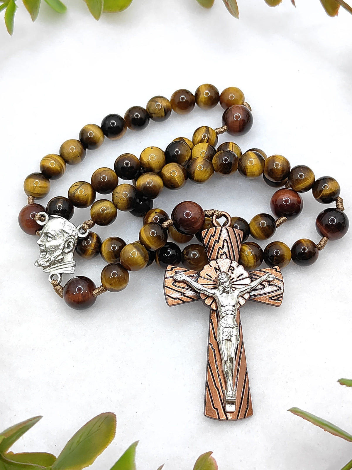 Saint Padre Pio Strength & Tiger Eye Rosary