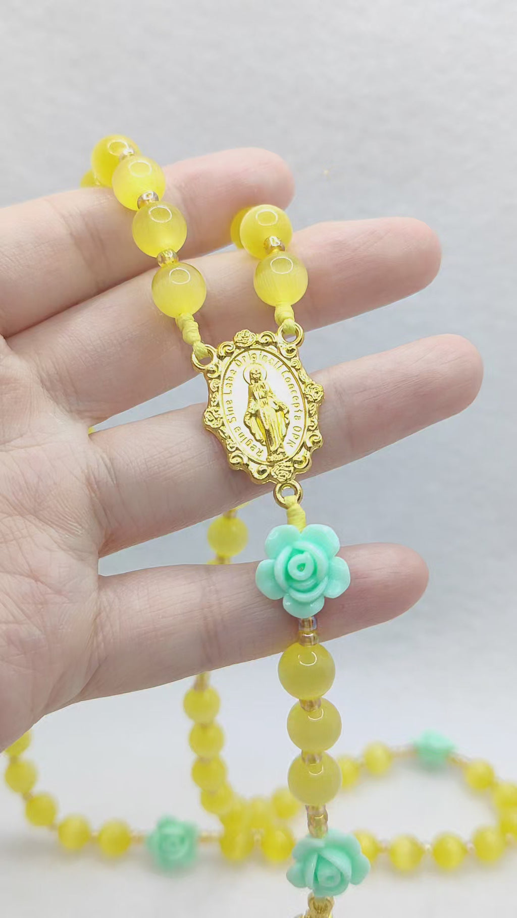 Golden Garden Cat Eye Rosary