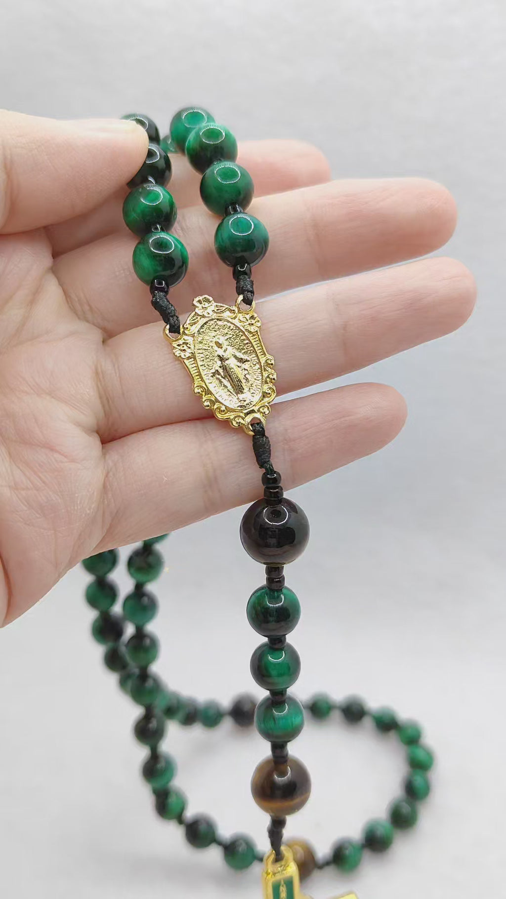 Guardian of Faith Green Tiger Eye Rosary