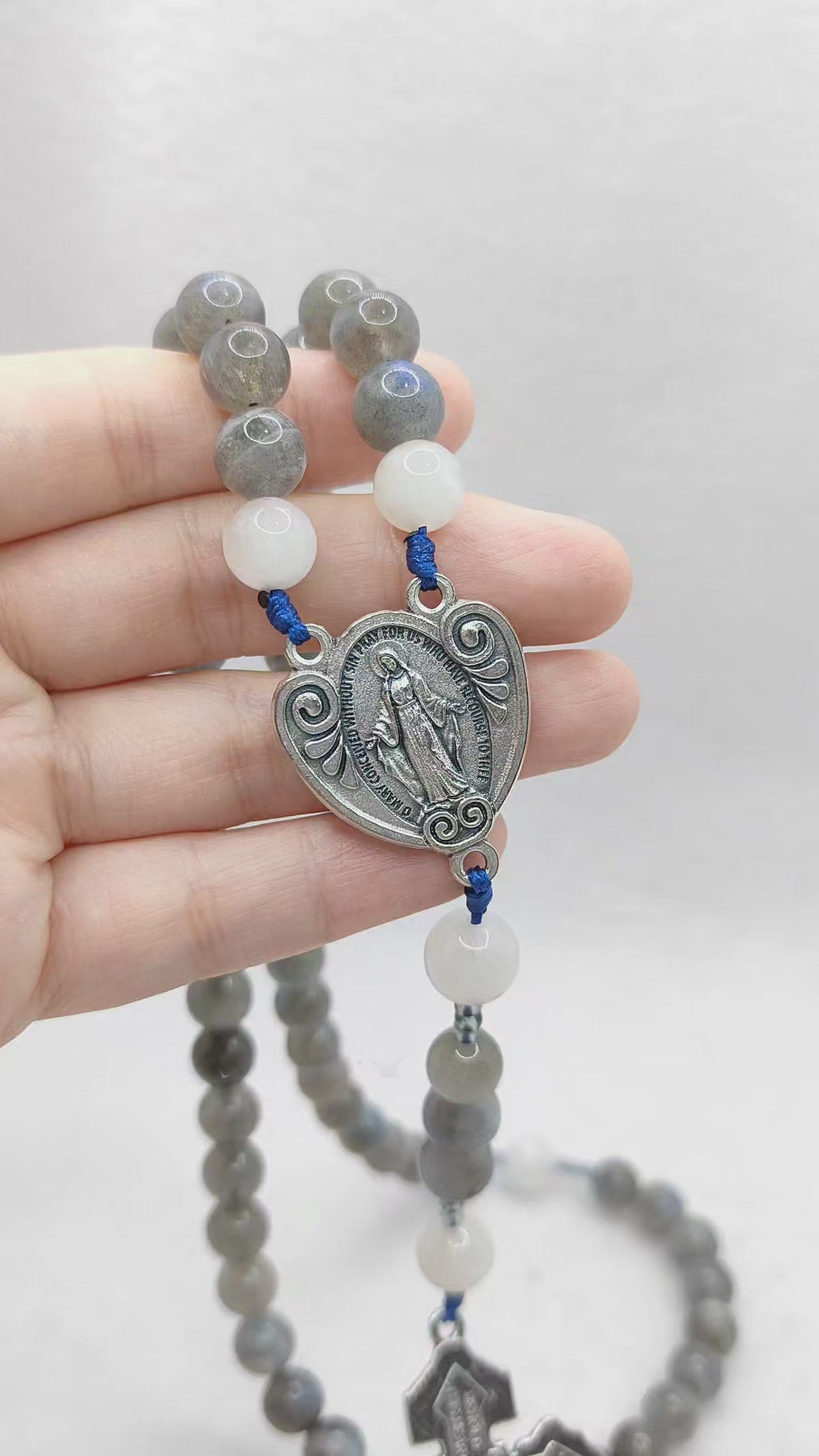 Our Lady of Grace Labradorite & Moonstone Rosary