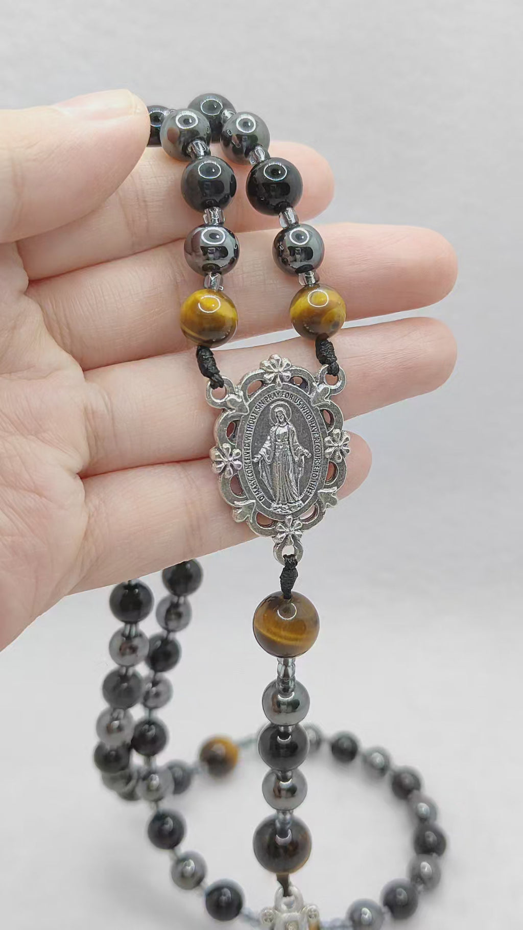 Hope & Protection Obsidian Hematite & Tiger Eye Rosary