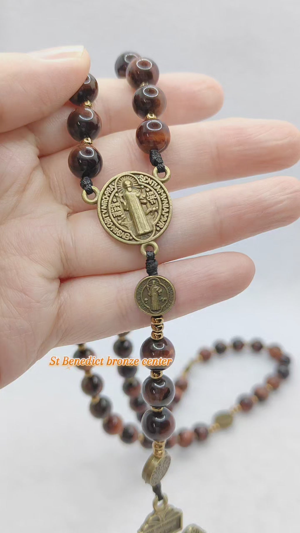 St. Benedict Tiger Eye Protection Rosary